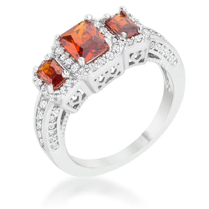 Rita 2.3ct Garnet CZ Rhodium Classic Trio Ring - Jewelry Xoxo