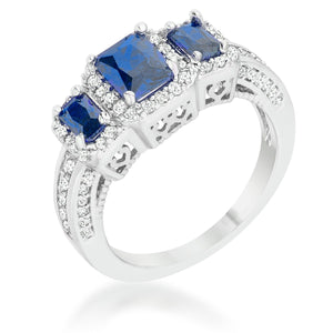 Rita 2.3ct Sapphire CZ Rhodium Classic Trio Ring - Jewelry Xoxo