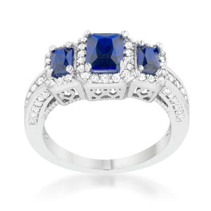 Rita 2.3ct Sapphire CZ Rhodium Classic Trio Ring - Jewelry Xoxo