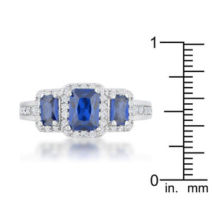 Rita 2.3ct Sapphire CZ Rhodium Classic Trio Ring - Jewelry Xoxo