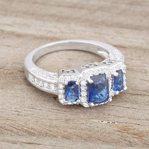 Rita 2.3ct Sapphire CZ Rhodium Classic Trio Ring - Jewelry Xoxo