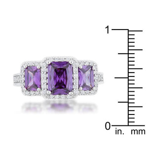 Rita 2.3ct Amethyst CZ Rhodium Classic Trio Ring - Jewelry Xoxo