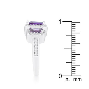 Rita 2.3ct Amethyst CZ Rhodium Classic Trio Ring - Jewelry Xoxo