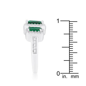 Rita 2.3ct Emerald CZ Rhodium Classic Trio Ring - Jewelry Xoxo