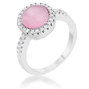 Patricia 0.3ct CZ Pink Cats Eye Rhodium Classic Ring - Jewelry Xoxo