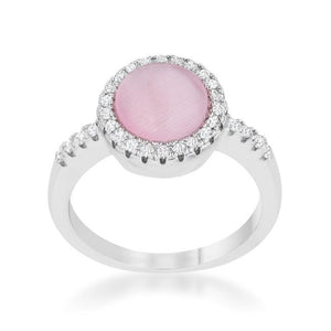 Patricia 0.3ct CZ Pink Cats Eye Rhodium Classic Ring - Jewelry Xoxo