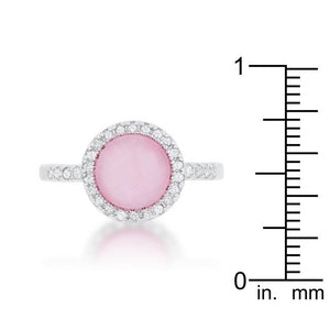 Patricia 0.3ct CZ Pink Cats Eye Rhodium Classic Ring - Jewelry Xoxo