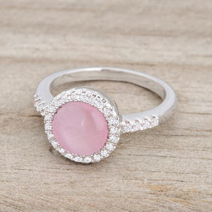 Patricia 0.3ct CZ Pink Cats Eye Rhodium Classic Ring - Jewelry Xoxo