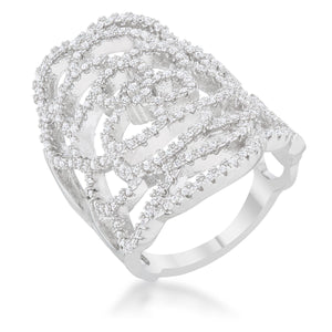 Rosa 1.25ct CZ Rhodium Filigree Cocktail Ring - Jewelry Xoxo