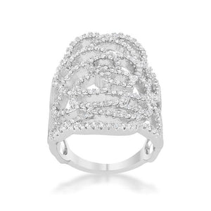 Rosa 1.25ct CZ Rhodium Filigree Cocktail Ring - Jewelry Xoxo