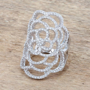 Rosa 1.25ct CZ Rhodium Filigree Cocktail Ring - Jewelry Xoxo