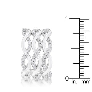 Contemporary 0.88ct CZ Rhodium Twist Wide Cocktail Ring - Jewelry Xoxo