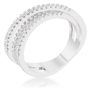 Lynn 0.25ct CZ Rhodium Twisted Trio Band Ring - Jewelry Xoxo