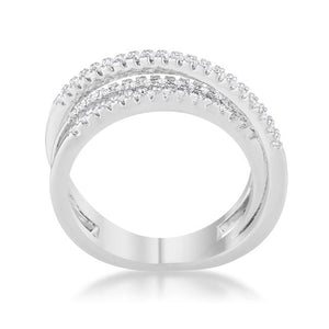 Lynn 0.25ct CZ Rhodium Twisted Trio Band Ring - Jewelry Xoxo