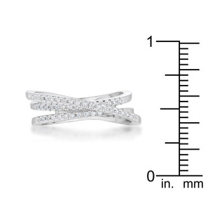 Lynn 0.25ct CZ Rhodium Twisted Trio Band Ring - Jewelry Xoxo