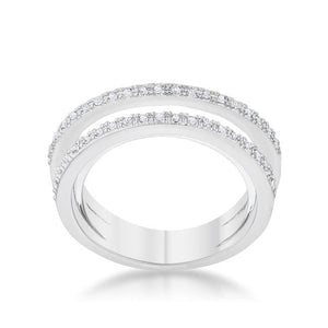 Laurie 0.2ct CZ Rhodium Contemporary Trio Band Ring - Jewelry Xoxo