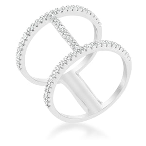 Christina 0.3ct CZ Rhodium Open Contemporary Wide Ring - Jewelry Xoxo