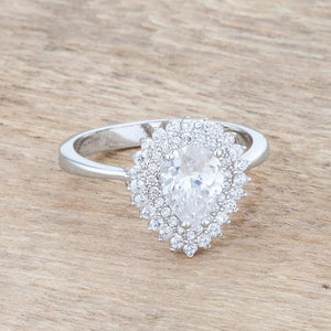 Susan 1.65ct CZ Rhodium Vintage Pear Shaped Ring - Jewelry Xoxo