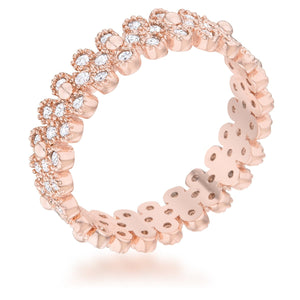 Clara 1ct CZ Rose Gold Textured Bezel Set Eternity Ring - Jewelry Xoxo