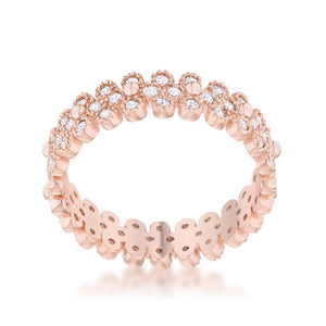 Clara 1ct CZ Rose Gold Textured Bezel Set Eternity Ring - Jewelry Xoxo