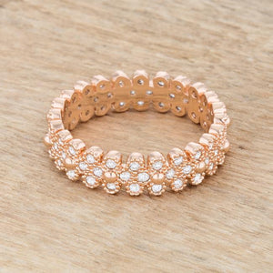 Clara 1ct CZ Rose Gold Textured Bezel Set Eternity Ring - Jewelry Xoxo