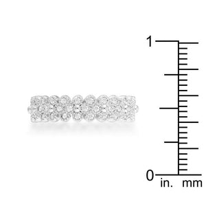 Clara 1ct CZ Rhodium Textured Bezel Set Eternity Ring - Jewelry Xoxo