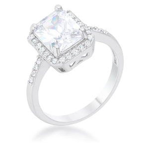 Ariana 2.95ct CZ Rhodium Classic Ring - Jewelry Xoxo