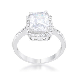 Ariana 2.95ct CZ Rhodium Classic Ring - Jewelry Xoxo