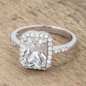 Ariana 2.95ct CZ Rhodium Classic Ring - Jewelry Xoxo