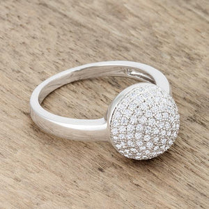 Brie 0.6ct CZ Rhodium Contemporary Sphere Ring - Jewelry Xoxo