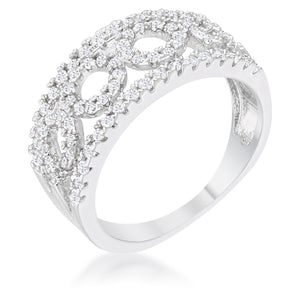 Rina 0.5ct CZ Rhodium Contemporary Band Ring - Jewelry Xoxo