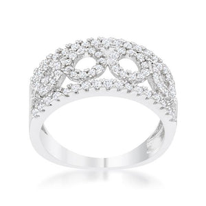 Rina 0.5ct CZ Rhodium Contemporary Band Ring - Jewelry Xoxo