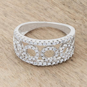 Rina 0.5ct CZ Rhodium Contemporary Band Ring - Jewelry Xoxo