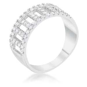 Rey 0.5ct CZ Rhodium Contemporary Band Ring - Jewelry Xoxo