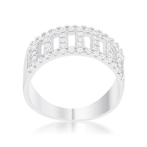 Rey 0.5ct CZ Rhodium Contemporary Band Ring - Jewelry Xoxo