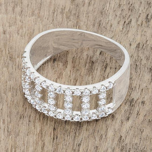 Rey 0.5ct CZ Rhodium Contemporary Band Ring - Jewelry Xoxo