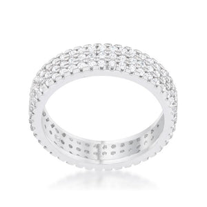 Chare 1.3ct CZ Rhodium Classic Band Ring - Jewelry Xoxo