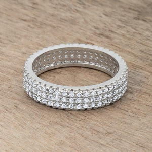 Chare 1.3ct CZ Rhodium Classic Band Ring - Jewelry Xoxo