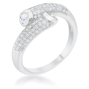 Perry 0.62ct CZ Rhodium Contemporary Wrap Ring - Jewelry Xoxo