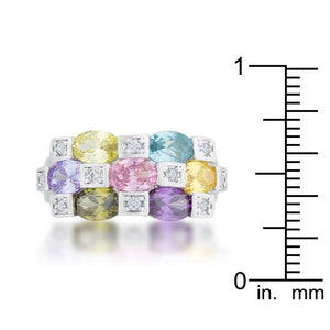 Mina 3.1ct Multicolor CZ Rhodium Cocktail Ring - Jewelry Xoxo