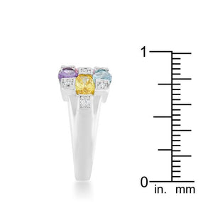 Mina 3.1ct Multicolor CZ Rhodium Cocktail Ring - Jewelry Xoxo