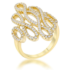 Natasha 0.94ct CZ 14k Gold Contemporary Cocktail Ring - Jewelry Xoxo