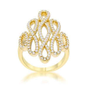 Natasha 0.94ct CZ 14k Gold Contemporary Cocktail Ring - Jewelry Xoxo