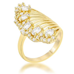 Natalie 2.15ct CZ 14k Gold Contemporary Cocktail Ring - Jewelry Xoxo