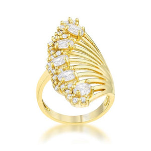 Natalie 2.15ct CZ 14k Gold Contemporary Cocktail Ring - Jewelry Xoxo