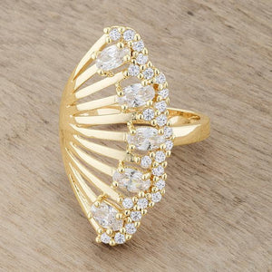 Natalie 2.15ct CZ 14k Gold Contemporary Cocktail Ring - Jewelry Xoxo