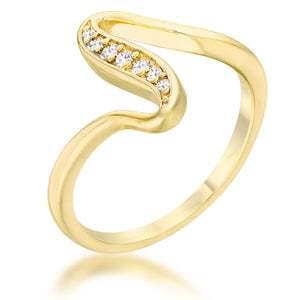 Sheryl 0.07ct CZ 14k Gold Simple Wave Ring - Jewelry Xoxo