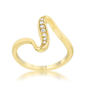 Sheryl 0.07ct CZ 14k Gold Simple Wave Ring - Jewelry Xoxo