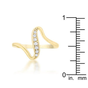 Sheryl 0.07ct CZ 14k Gold Simple Wave Ring - Jewelry Xoxo