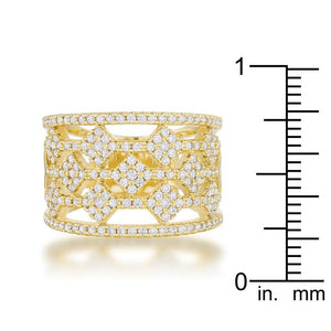 Marlene 0.6ct CZ 14k Gold Wide Band Cocktail Ring - Jewelry Xoxo